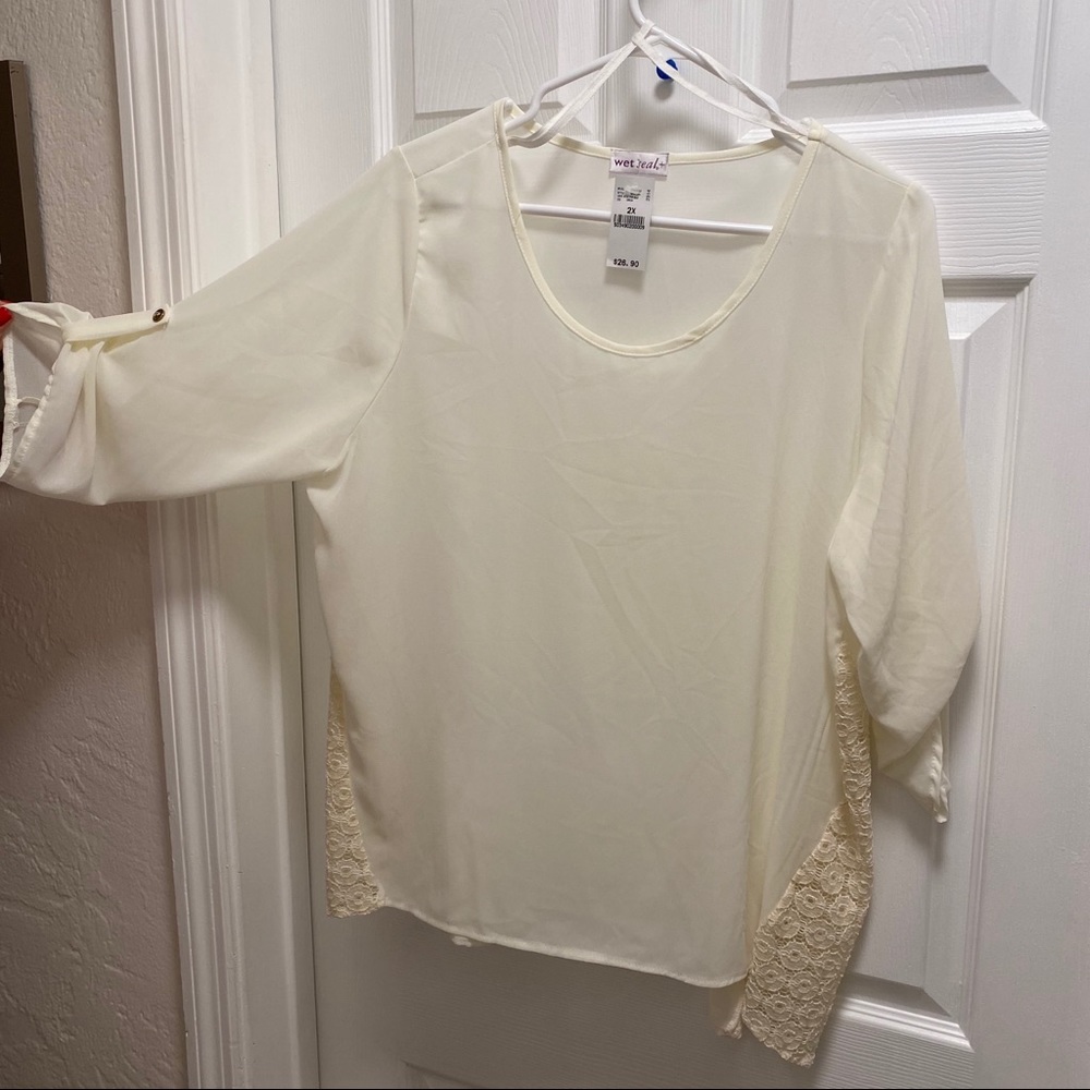 Wet Seal Cream Lace Side Blouse
